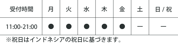 RAKUDA2号店 Terogong店の営業時間